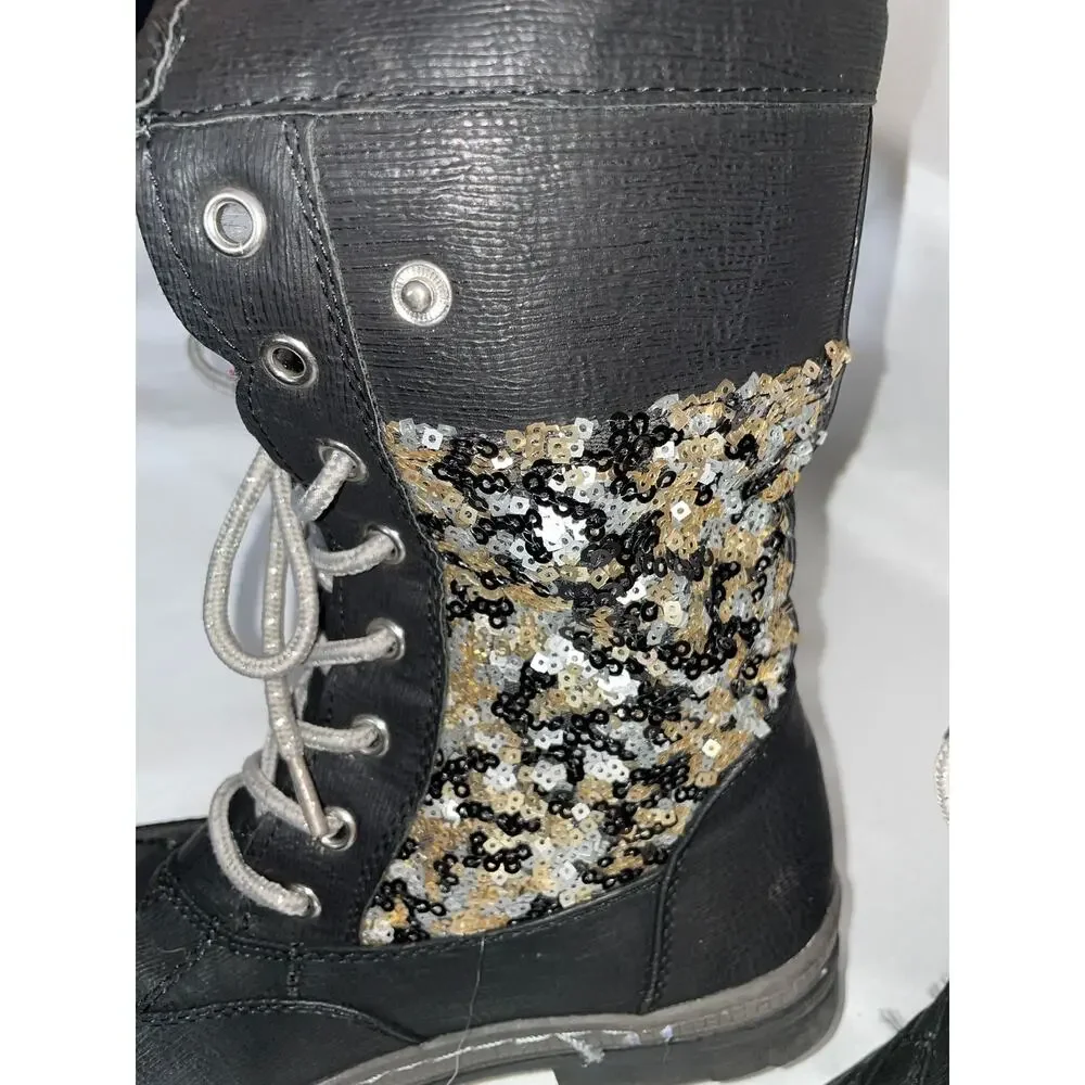 Justice Winter Boots w/ Sequins & Faux Fur - Girl's Size 3M - Fabulous!‎